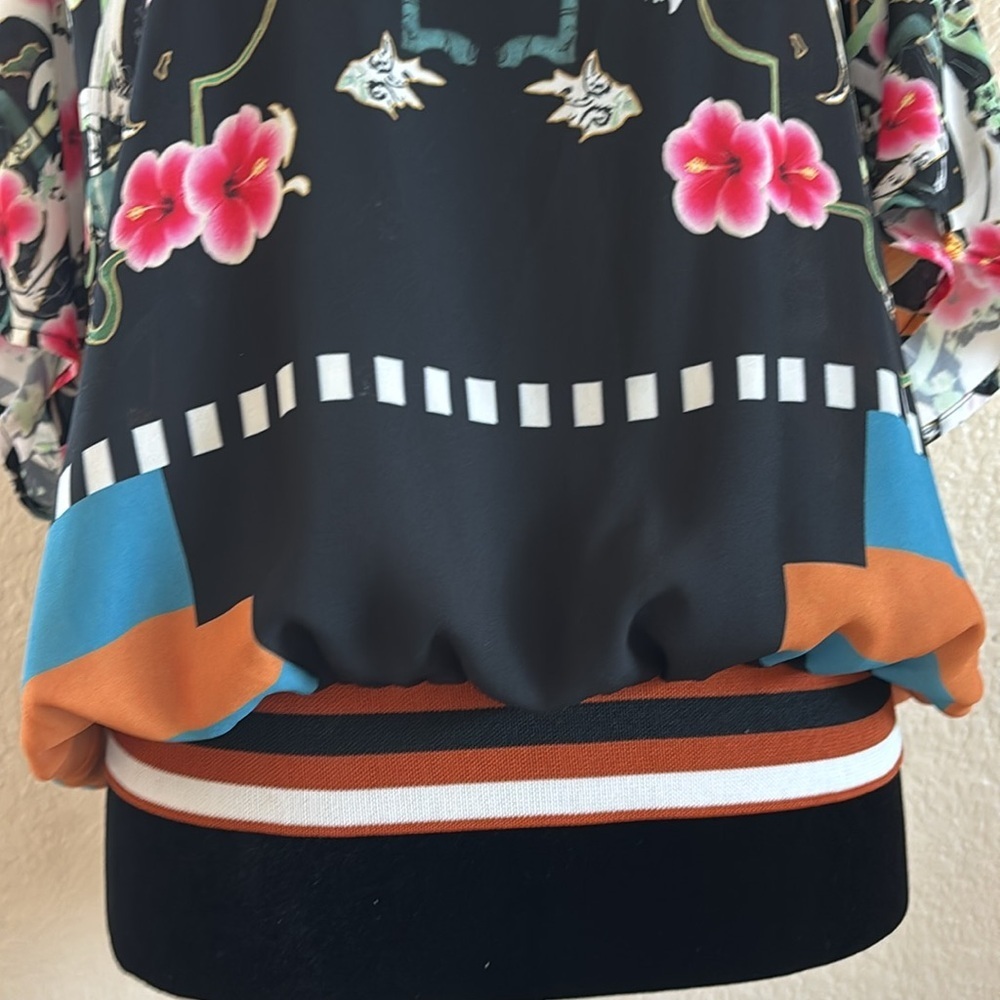 Clover Canyon Multicolor Women's Cuba Scarf Cold Shoulder Blouse 0093 - Picture 5 of 8